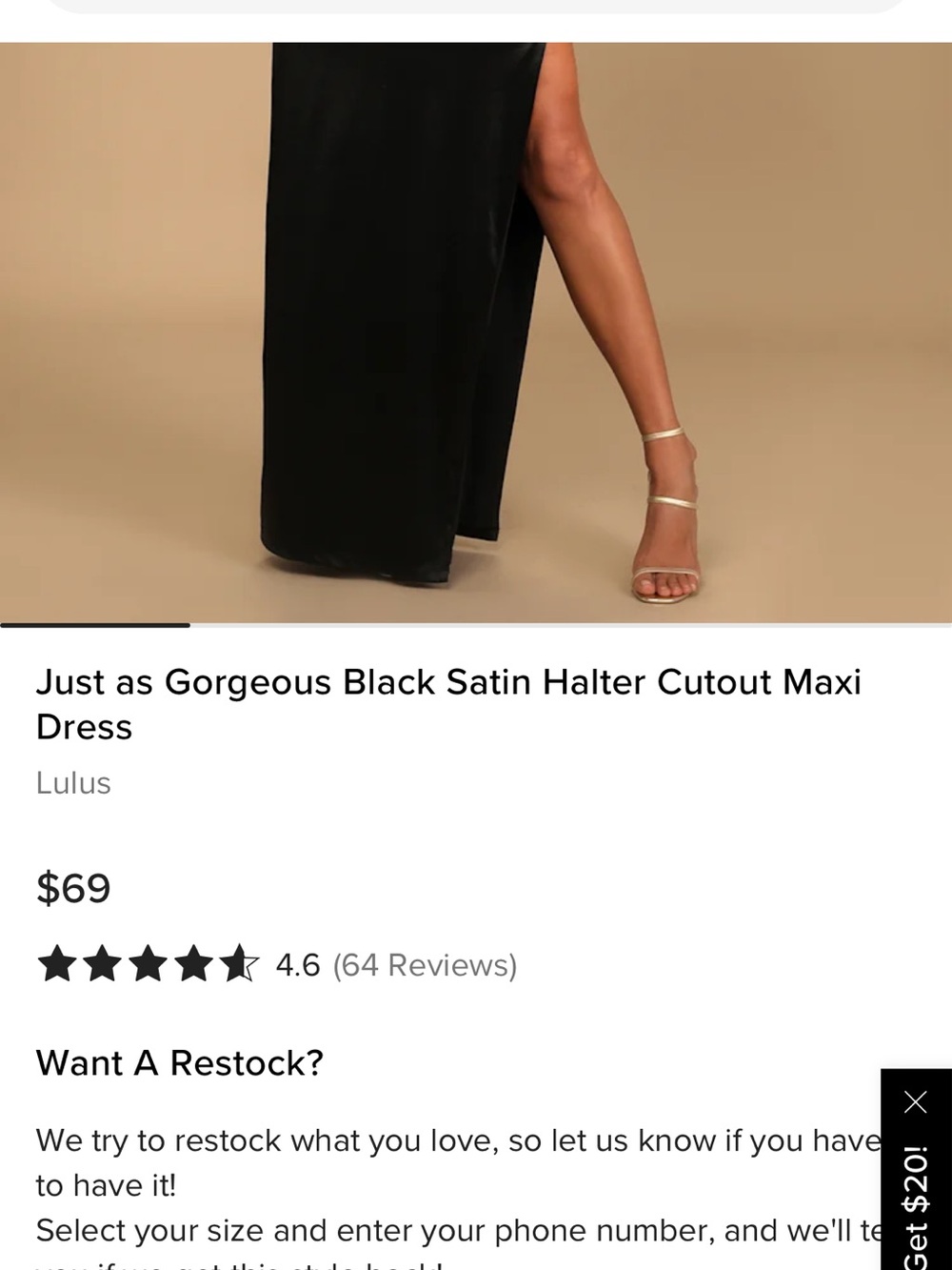 Lulu's Black Satin Cutout Maxi Dress with Side Slit - Picture 5 of 7
